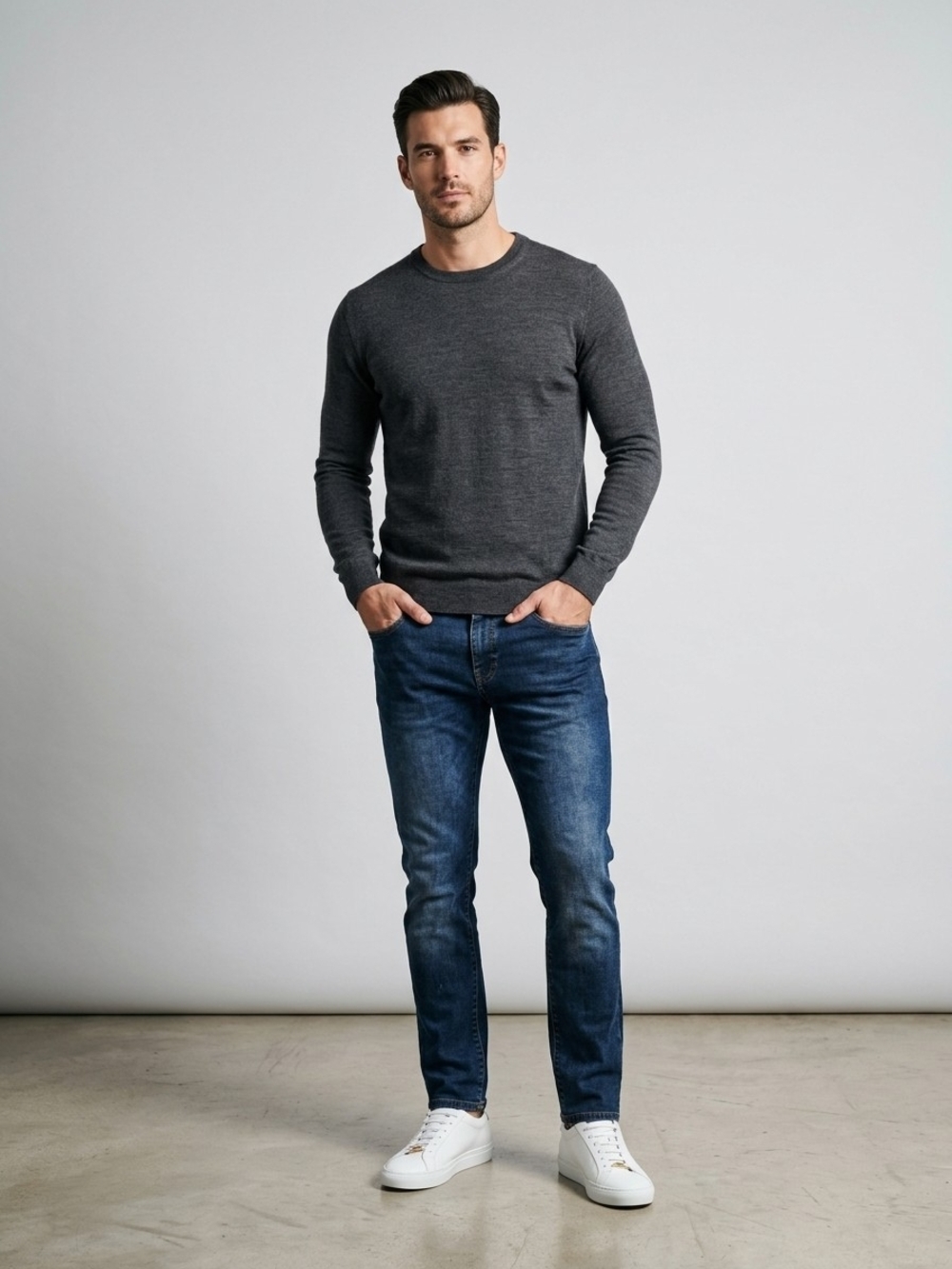Men's Original Vintage Weatherproof Slim Fit Dark Blue Jeans - Picture 1 of 6